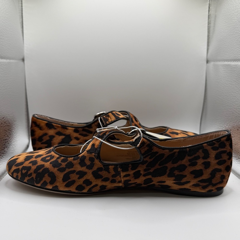 A New Day Tamsin Leopard Print Crisscross Mary Jane Flats Brown NEW - Picture 3 of 3